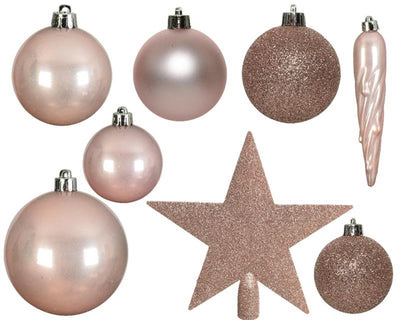 Decoris Weihnachtskugeln Kunststoffmix 33 Stück rosa