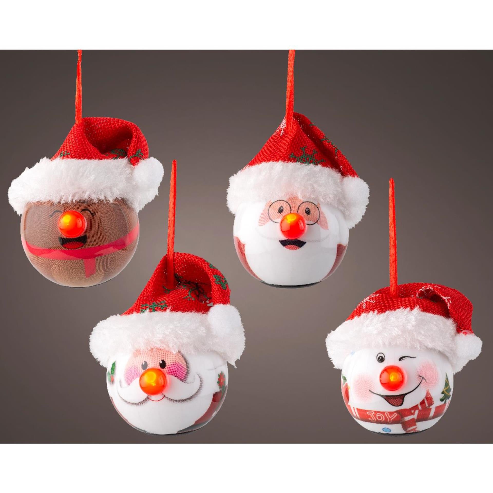 Lumineo Weihnachtskugel mit Weihnachtsmütze LED 7x6,6x7,5cm