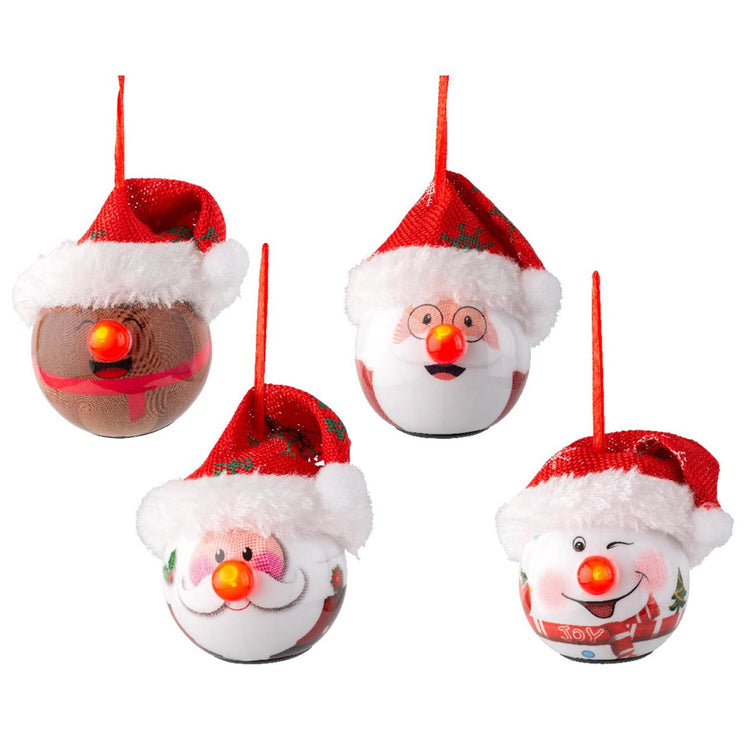 Lumineo Weihnachtskugel mit Weihnachtsmütze LED 7x6,6x7,5cm