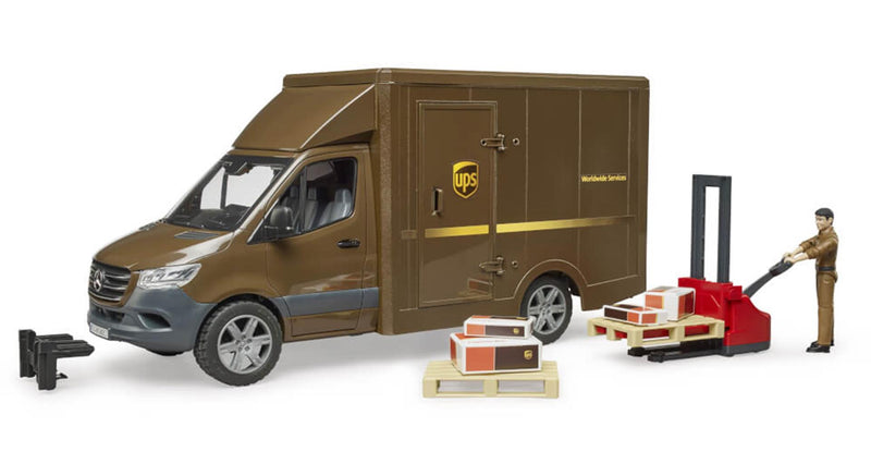 BRUDER MB Sprinter Ups mit Treiber und Zubehör