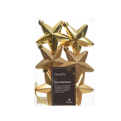 Decoris Weihnachtsanhänger Stern gold Ø7cm 6-teilig