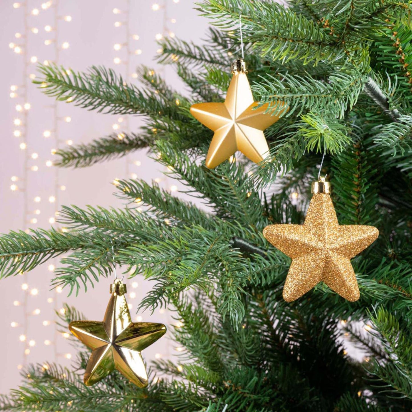 Decoris Weihnachtsanhänger Stern gold Ø7cm 6-teilig