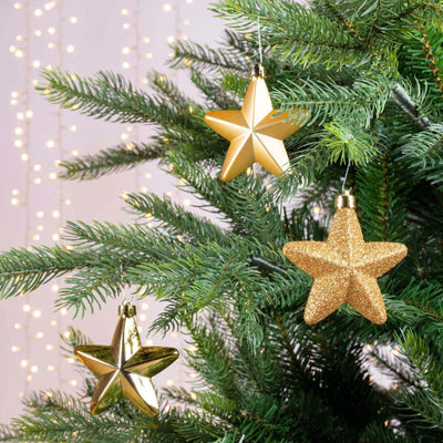 Decoris Weihnachtsanhänger Stern gold Ø7cm 6-teilig