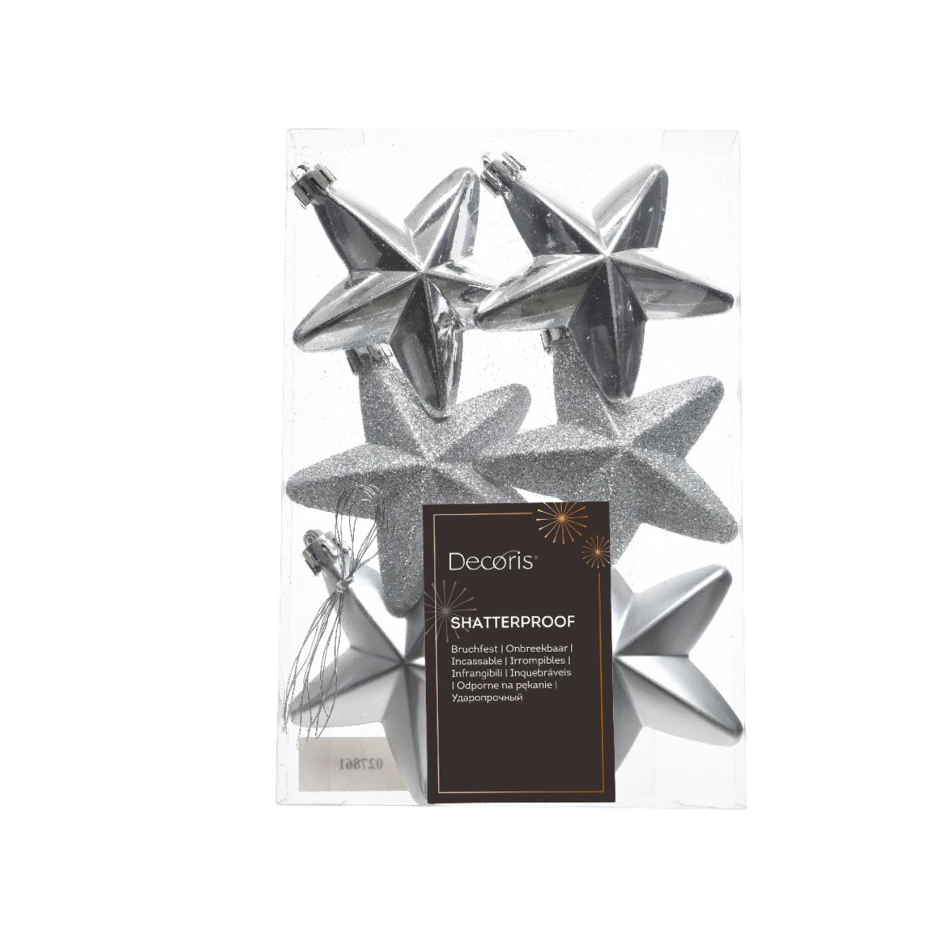 Decoris Weihnachtsanhänger Stern Silber Ø7cm 6 Stk