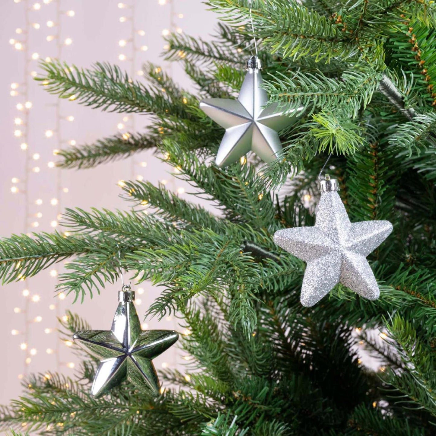 Decoris Weihnachtsanhänger Stern Silber Ø7cm 6 Stk