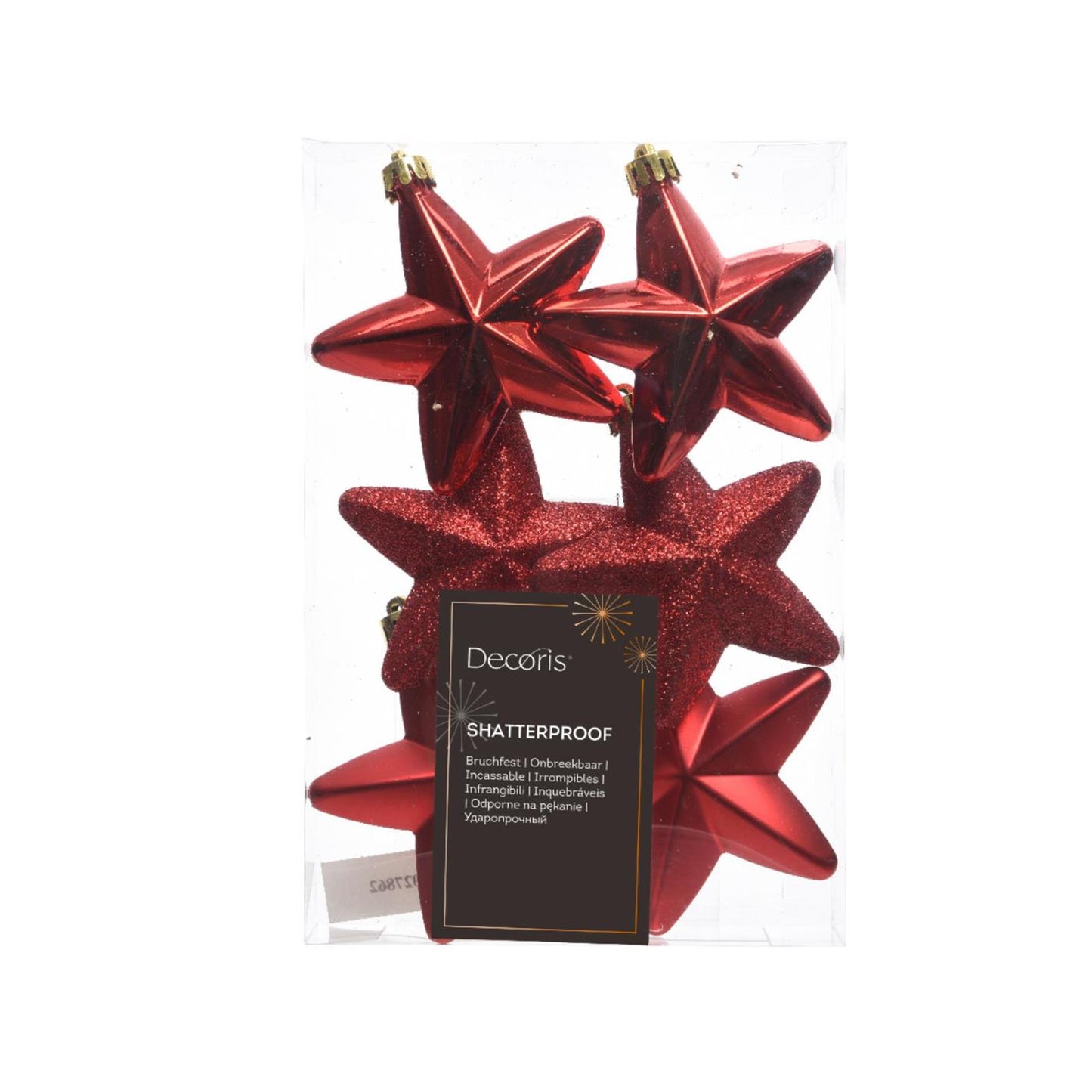 Decoris Weihnachtsanhänger Stern rot Ø7cm 6 Stk