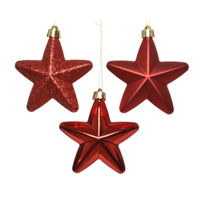 Decoris Weihnachtsanhänger Stern rot Ø7cm 6 Stk