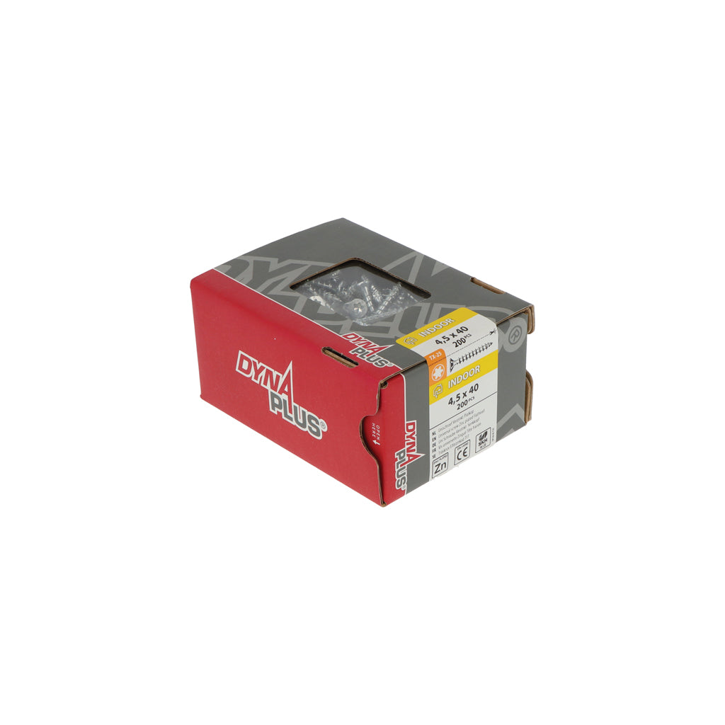Dynaplus Unischraube Spanplattenschraube verzinkt Flachkopf Vollgewinde Torx TX25 4,5x40 | 200 Stück - 0281.01.33601