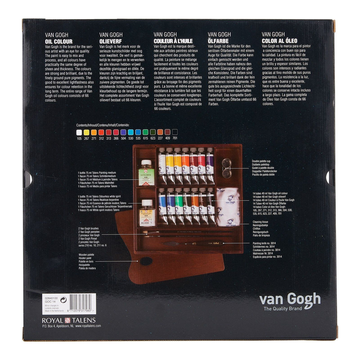 Van Gogh • Ölgemäldekasten-Inspiration mit 14 Farben in 40-ml-Tuben + Zubehör