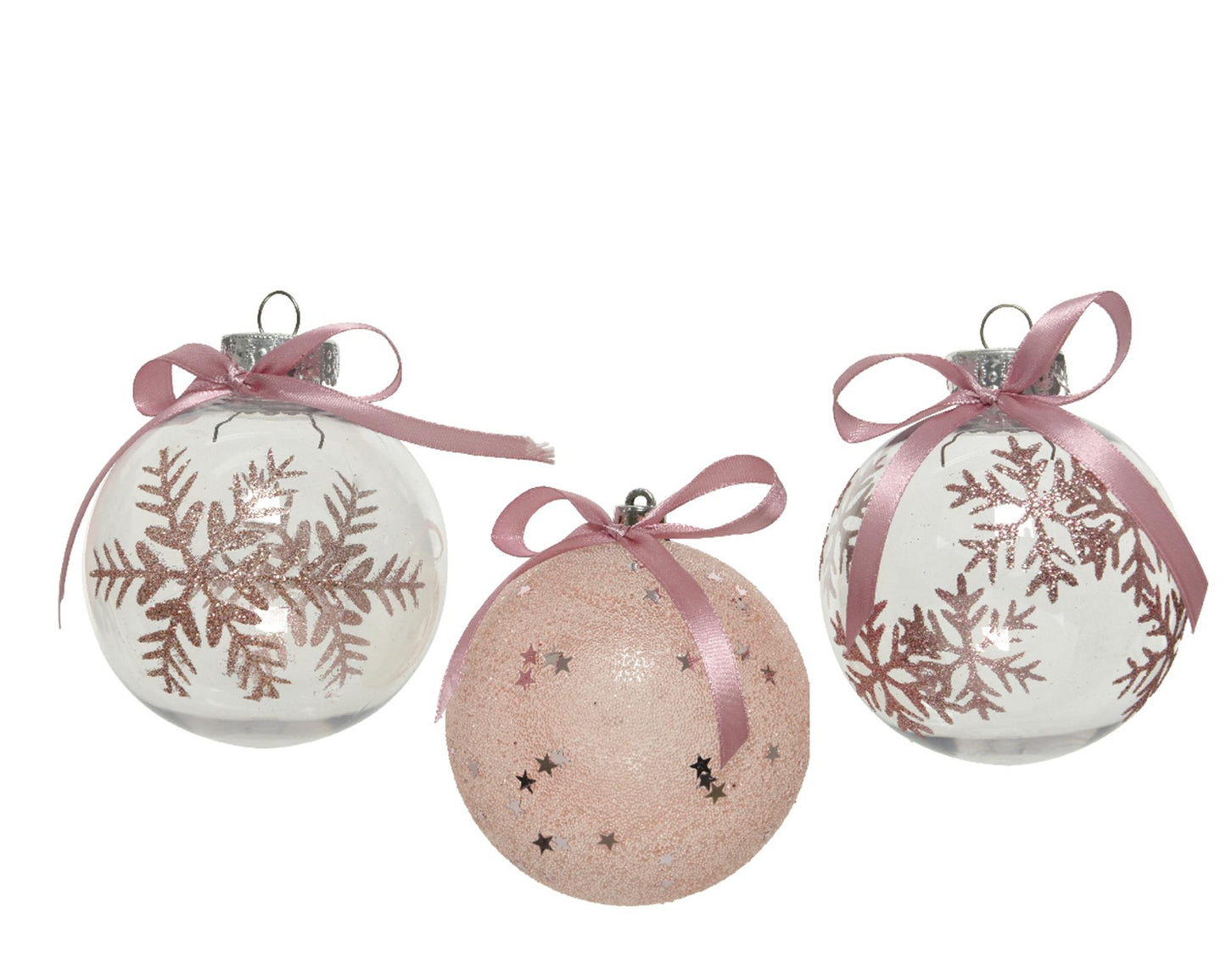 Decoris Weihnachtskugeln Mix Kunststoff 8cm 12 Stück rosa