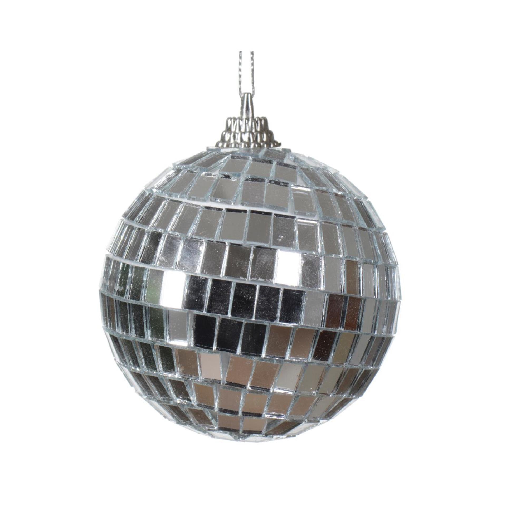 Decoris Weihnachtskugel Discokugel Kunststoff Silber 6cm