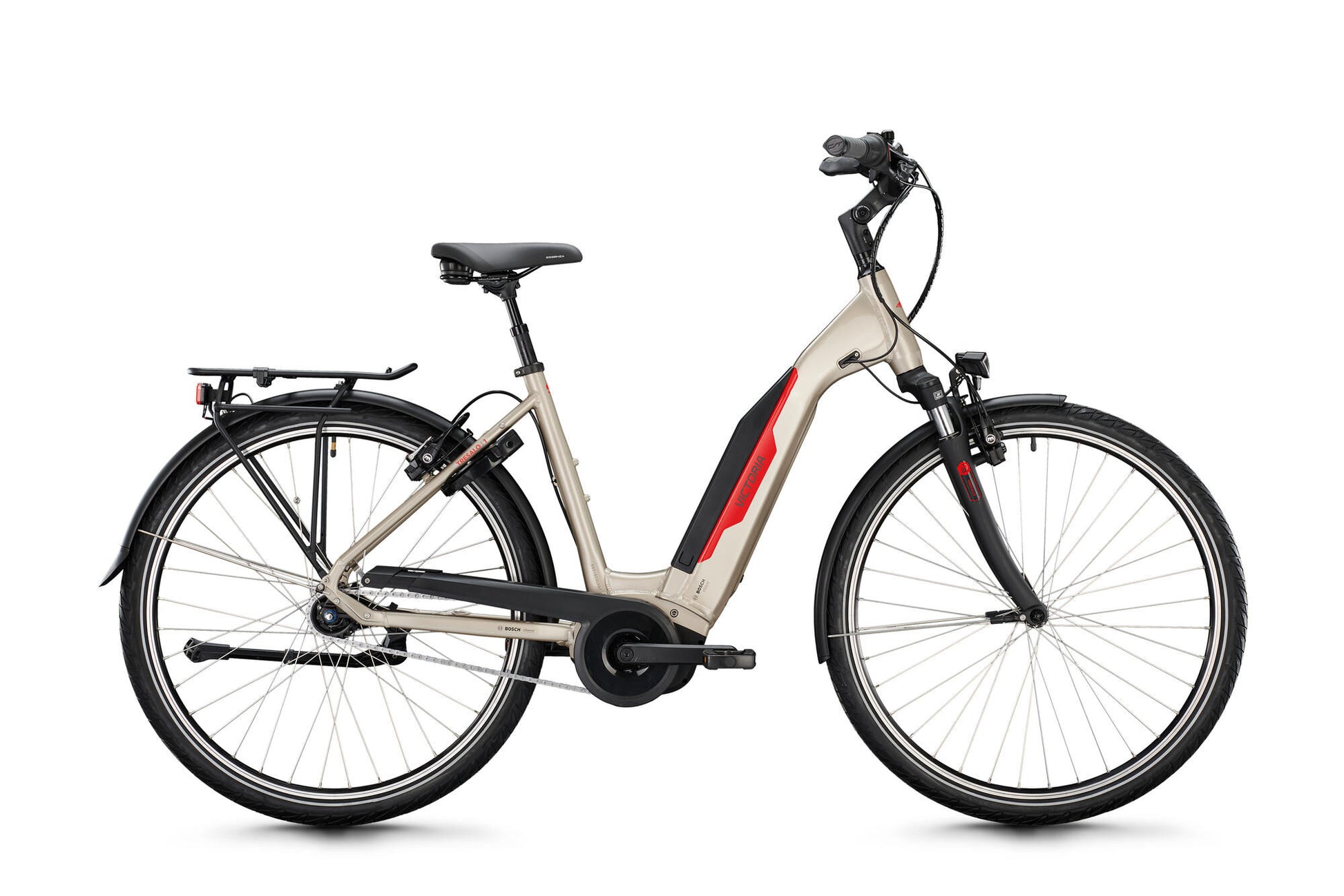 Victoria Electric Trekking Bike Tresalo 1 (#1) Ebike Vict. Tresalo 1 28 56 7sp Wellengrau