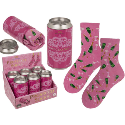 Aus heiterem Himmel Prosecco-Socken in einer Dose