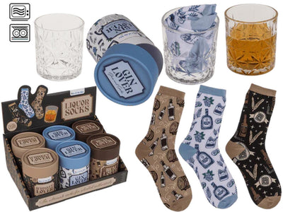 Out of the Blue Geschenkset Trinkglas 280ml mit Socken