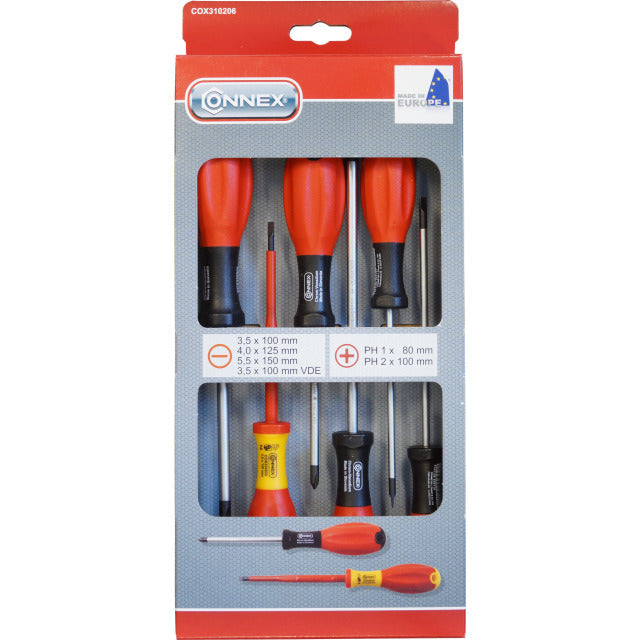 Connex Flachkreuzschraubendreher-Set 6-teilig