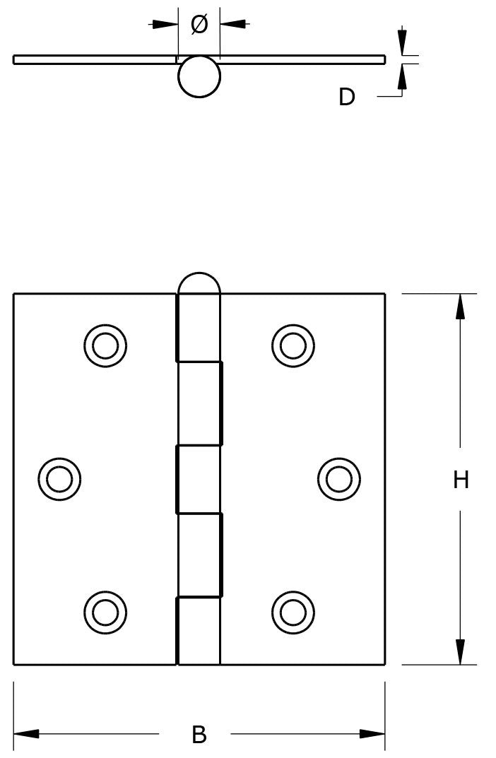 Axa-Scharnier 76x76 verzinkt