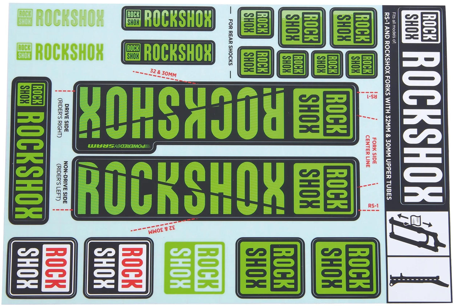Rockshox Decal Set Green