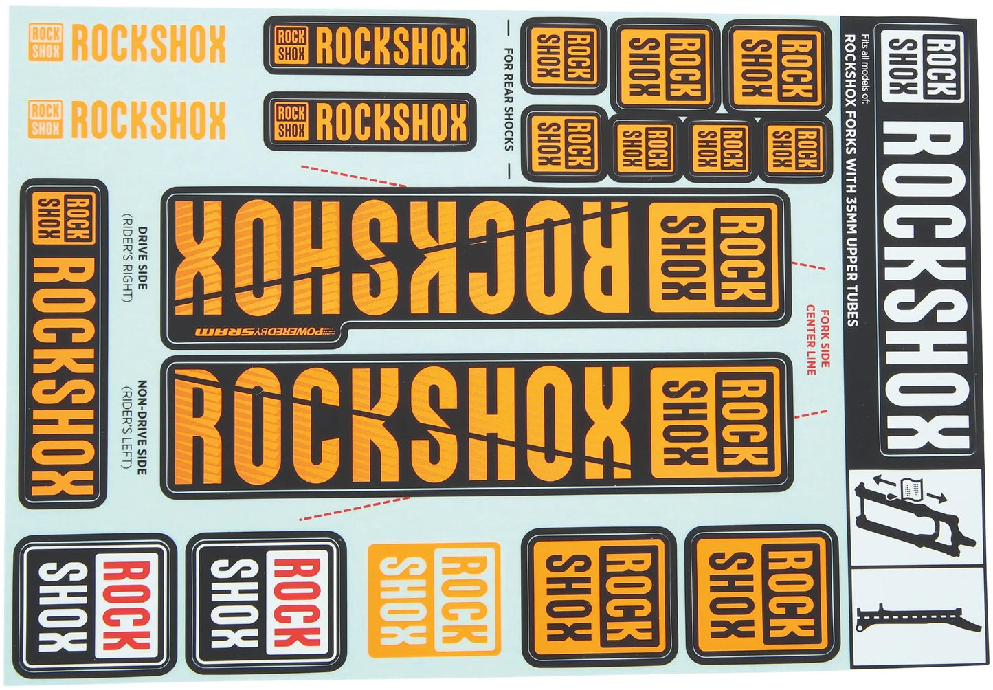 Rockshox Dekorset Aufkleberset orange