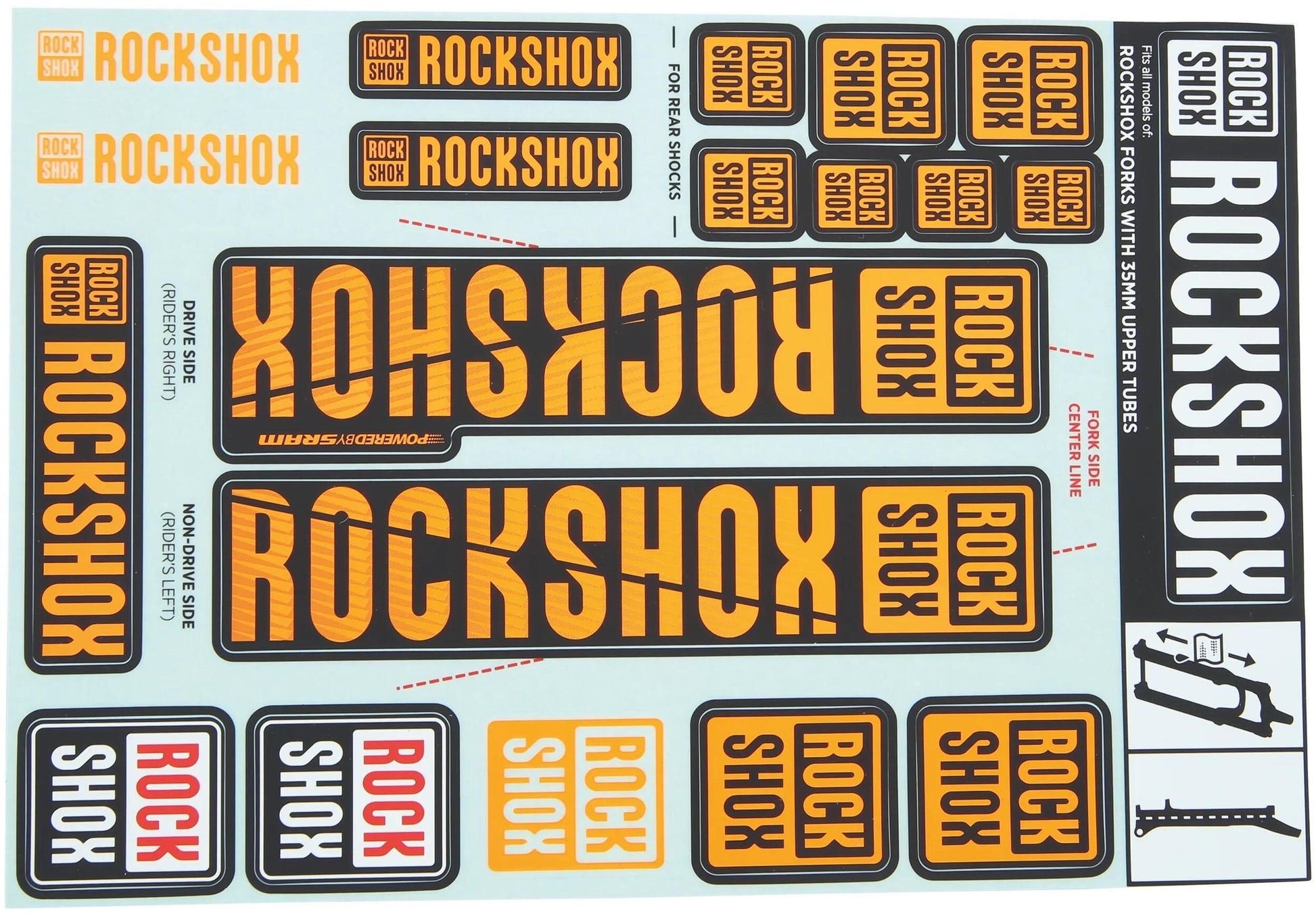 Rockshox Dekorset Aufkleberset orange