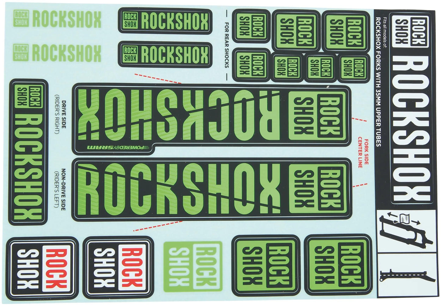 Rockshox Decal Set Green
