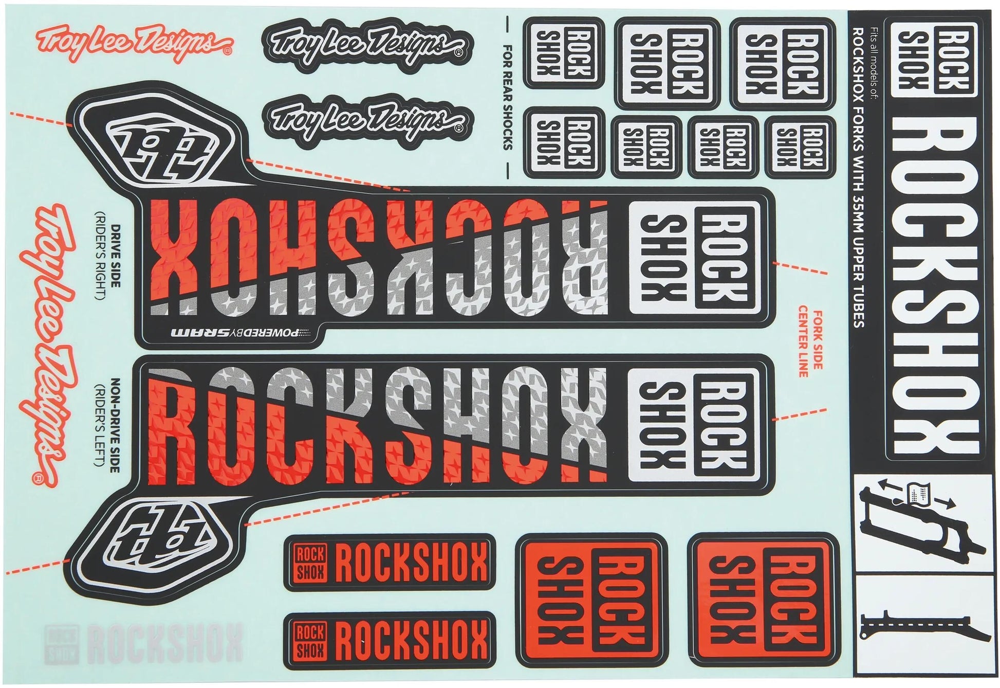 Rockshox Decal Set Silber Orange