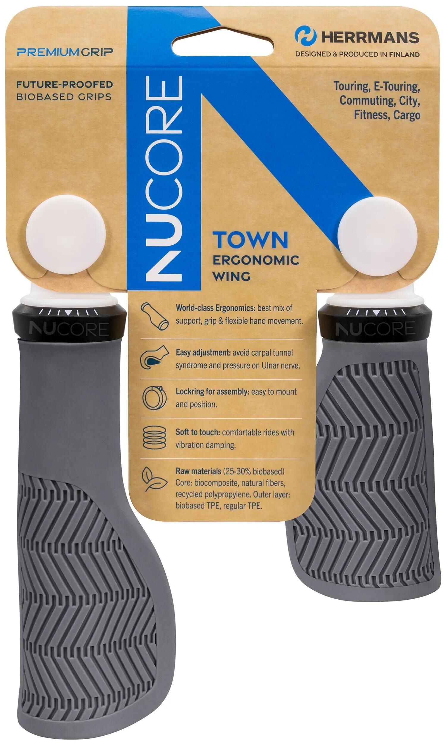 Herrmans Griffe Nucore Grip Town Wave 90 130 mm grau