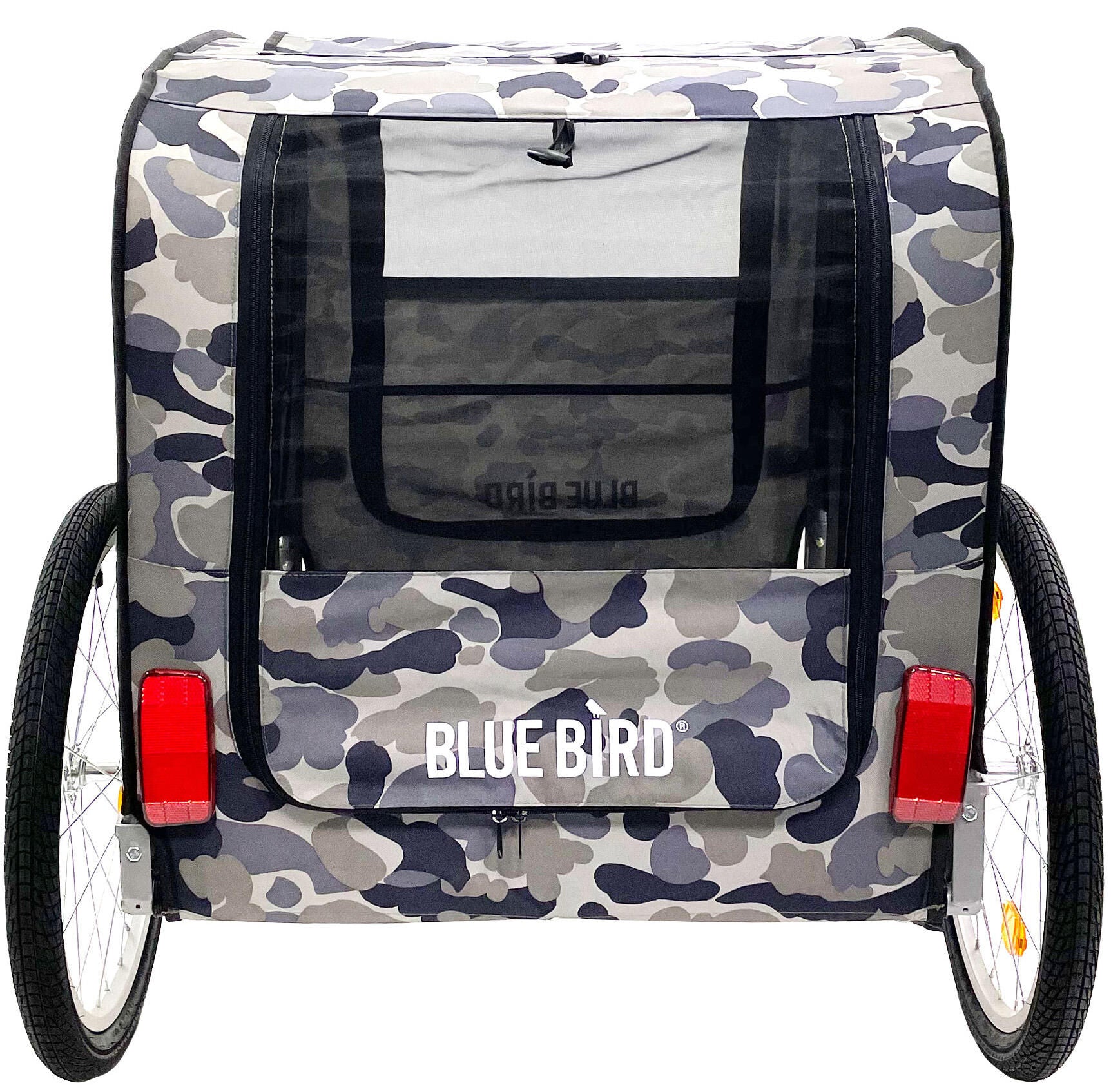 Blauer Vogelfahrradhundwagen