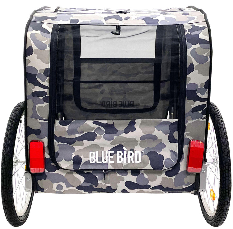 Blauer Vogelfahrradhundwagen