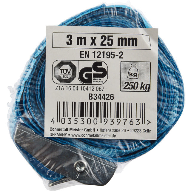 Spanngurt 1 Stück mit Klemmschnalle 3 Meter 25mm