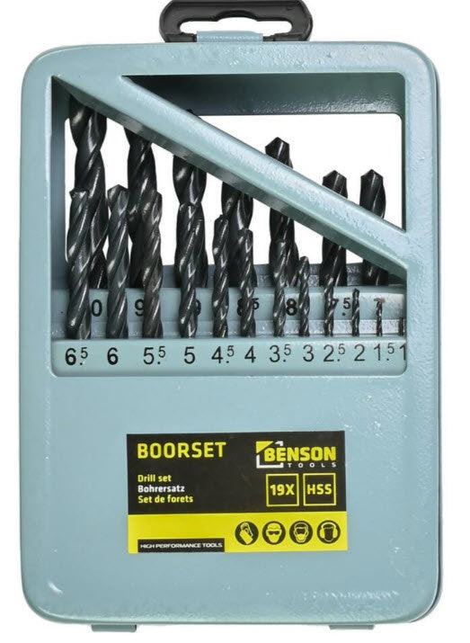 Bohrerset 19-teilig HSS-Stahlkassette