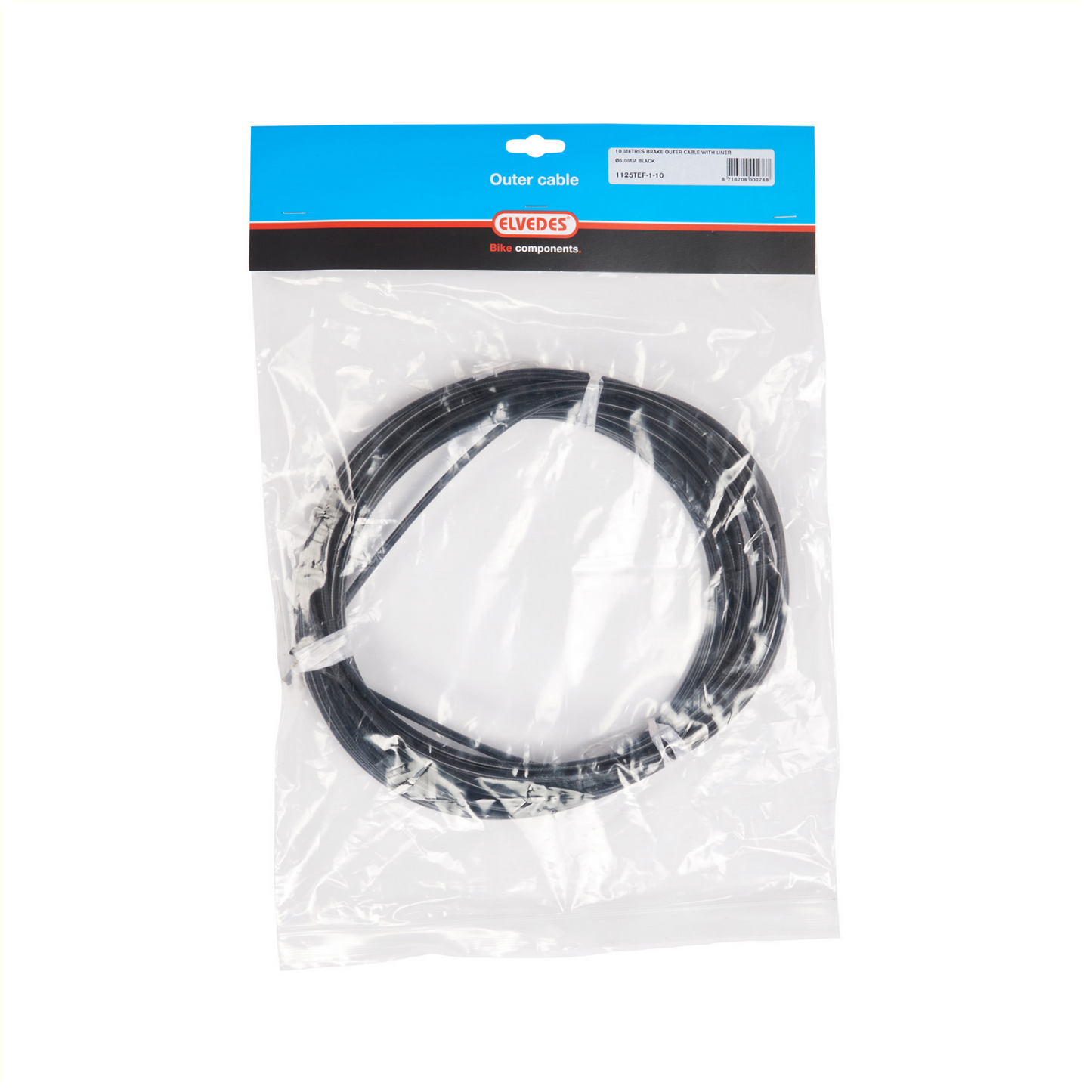 Bremsaußenzug Elvedes mit Belag ø5,0mm 10 Meter - schwarz (Spule)