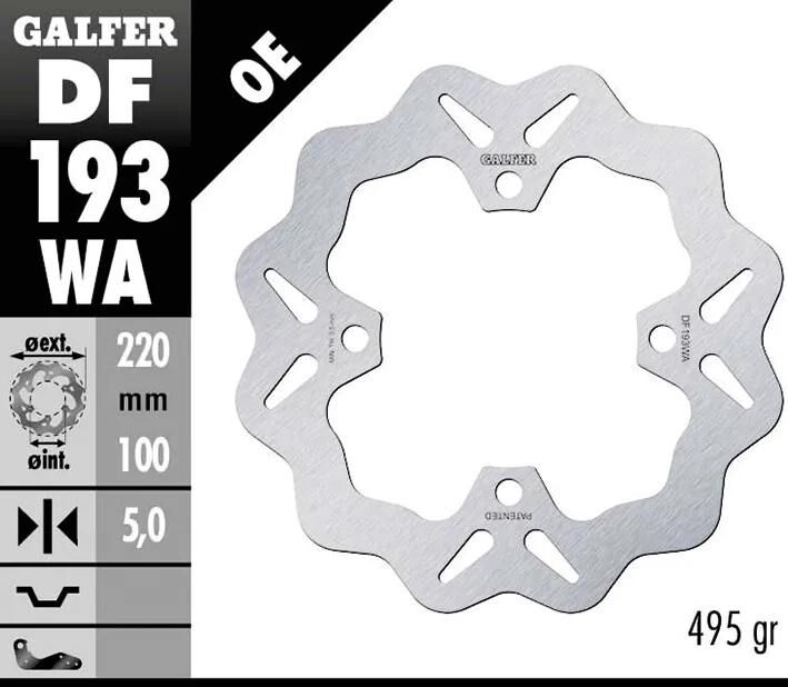 Galfer Golf Bremsscheibe DF193 Rotor DF193 Typ WA starr