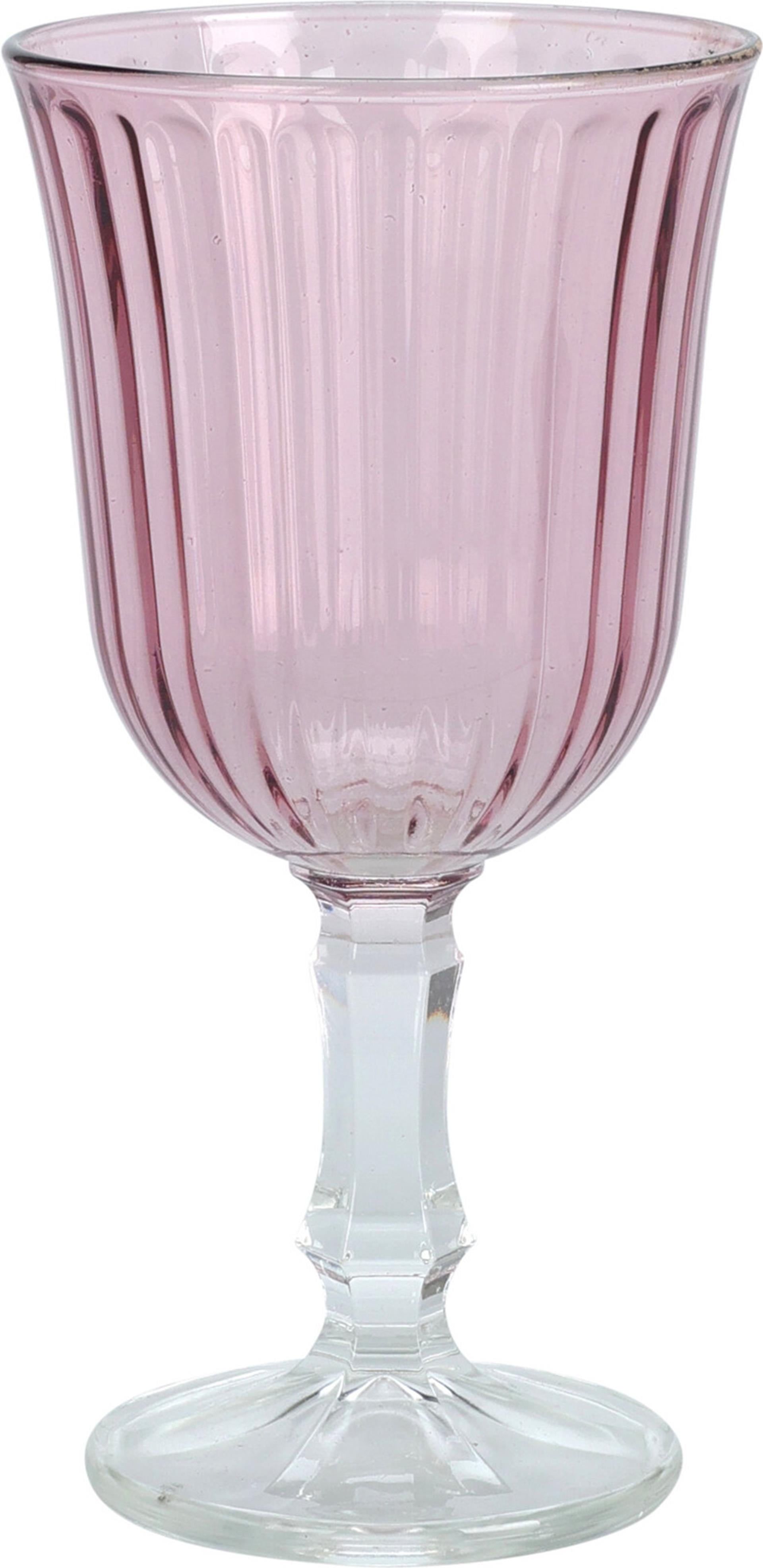 Weingläser rosa gerippt 240 ml, 6er-Box