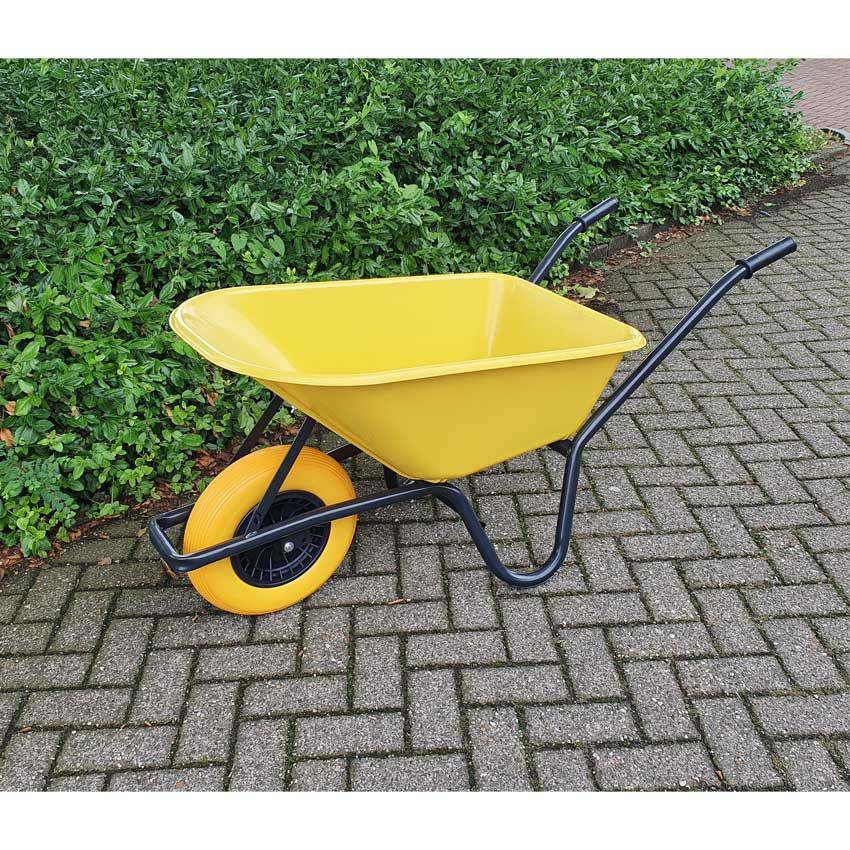 MM Produkte Schubkarre 85l Kunststoffbehälter gelb schwarz Hauptrad