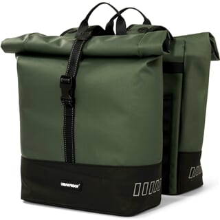 Urbanfester städtischer Rolltop Doppelfahrradbeutel 38 Liter grün