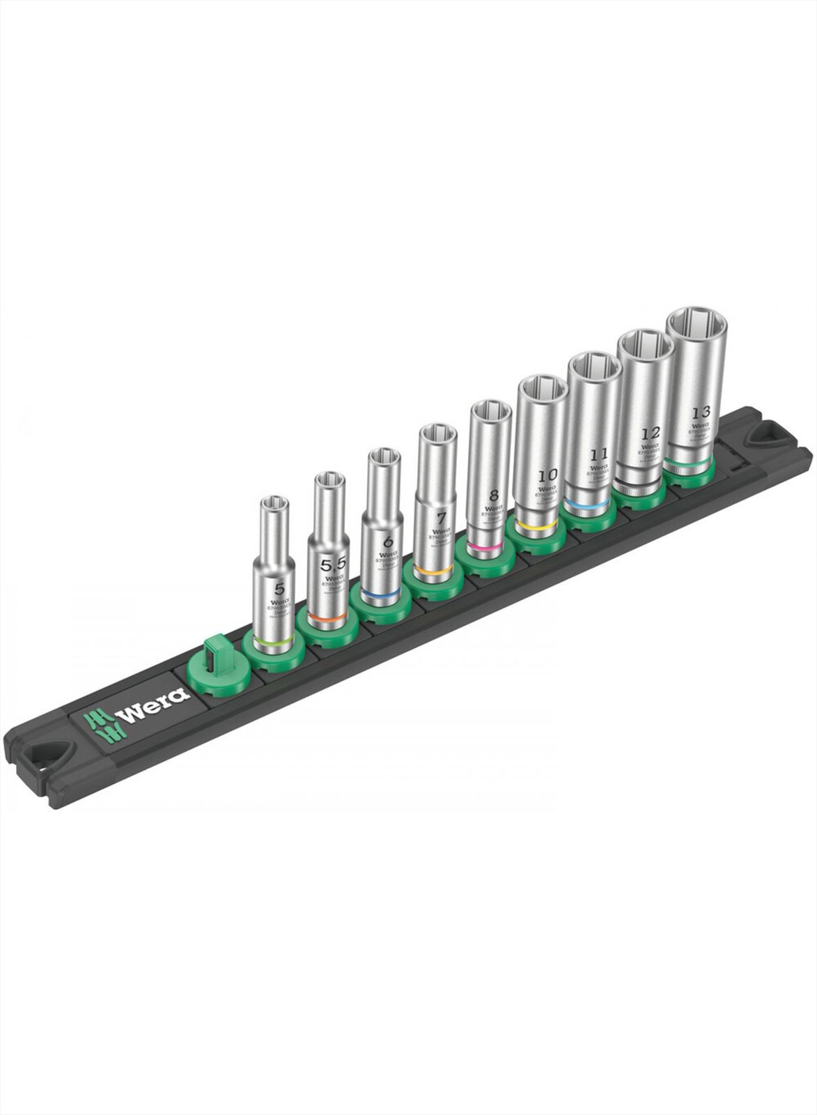 Wera Kappen-Magnetleiste A tief 1 Steckdosen-Set | 1 4 -Antrieb | 9-teilig - 05005410001