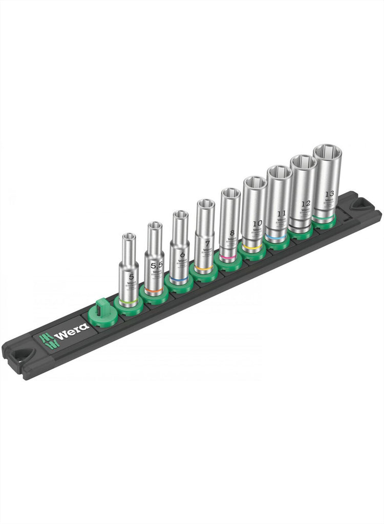 Wera Kappen-Magnetleiste A tief 1 Steckdosen-Set | 1 4 -Antrieb | 9-teilig - 05005410001