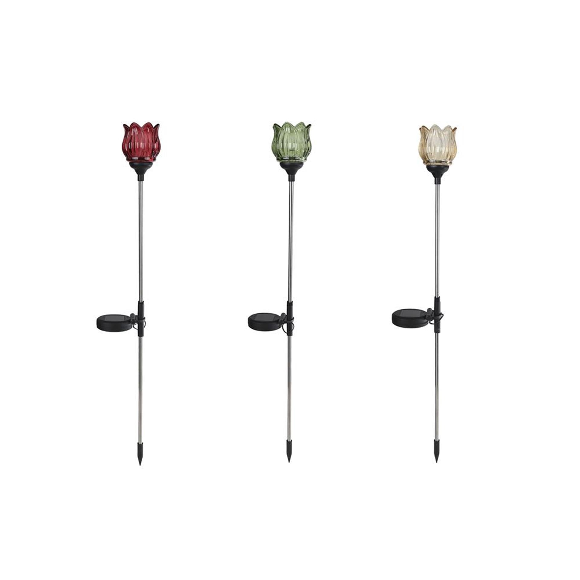LED-Solar-Gartenlampe Tulpenglas 9x9x79cm