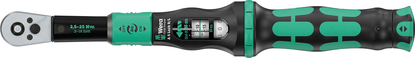 Wera Click-Torque Lock a 5 r l Drehmomentschlüssel, 1 4 (2,5–25 Nm)