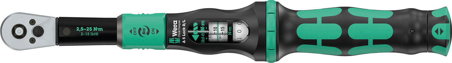 Wera Click-Torque Lock a 5 r l Drehmomentschlüssel, 1 4 (2,5–25 Nm)