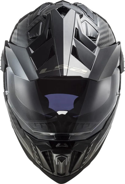Ls2 Enduro-Helm MX701 Explorer Carbon Solid, Material: lackiertes Carbon, Doppel-D-Verschluss Helm MX701 Exp.Car. einfarbig 3xl schwarz
