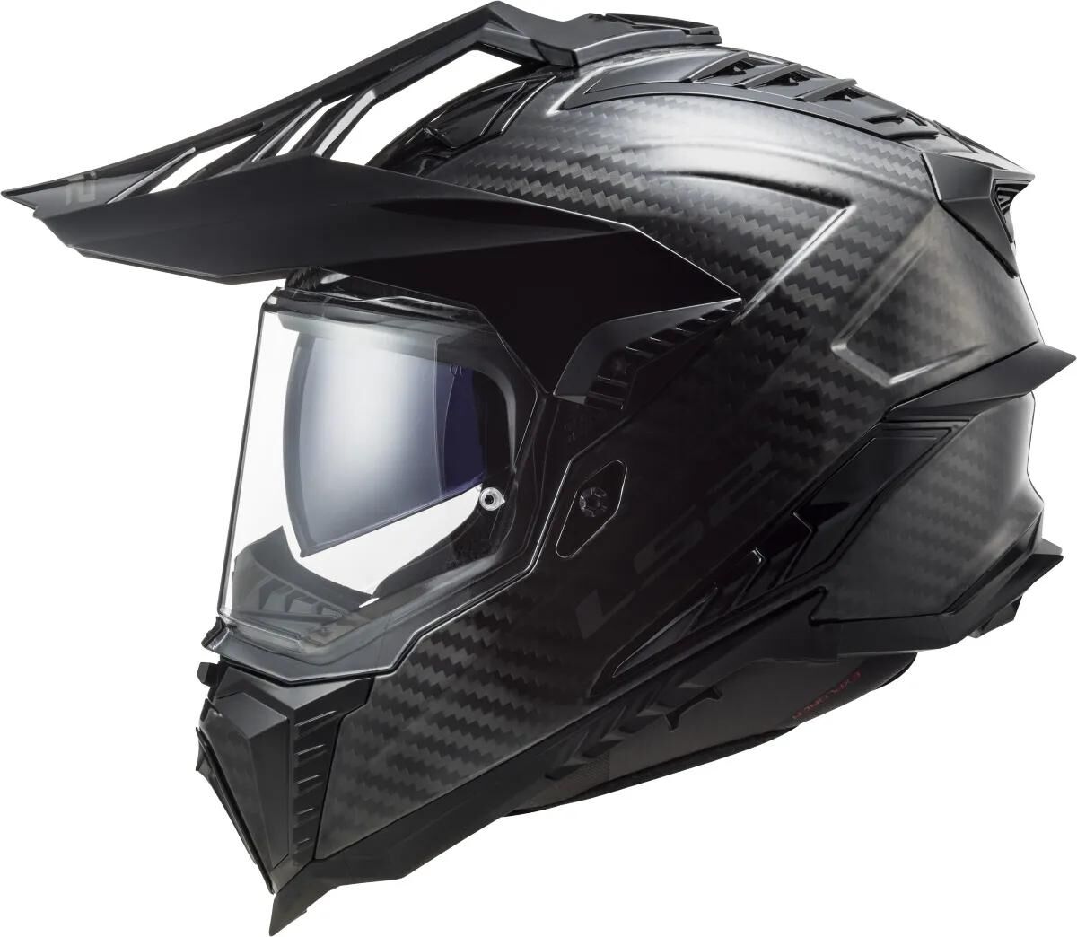 Ls2 Enduro-Helm MX701 Explorer Carbon Solid, Material: lackiertes Carbon, Doppel-D-Verschluss Helm MX701 Exp.Car. einfarbig l schwarz