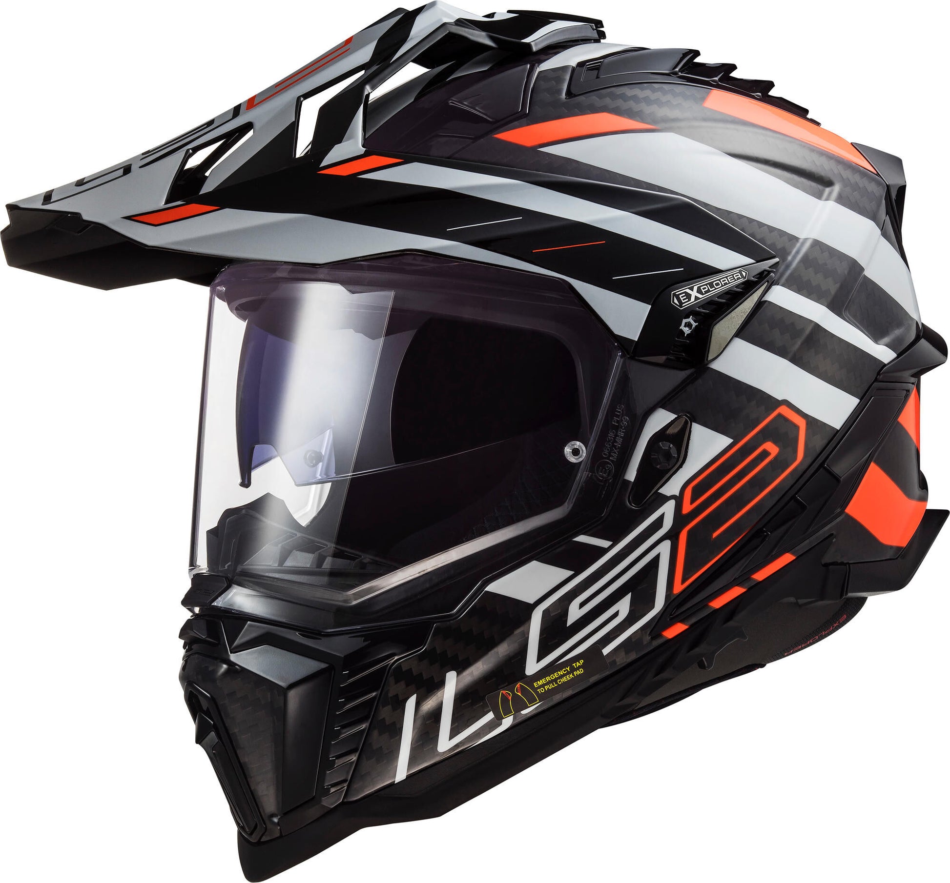 Ls2 Enduro-Helm MX701 Explorer Carbon Edge. Helm mx701 exp.car. Kante m bl. weiß bzw