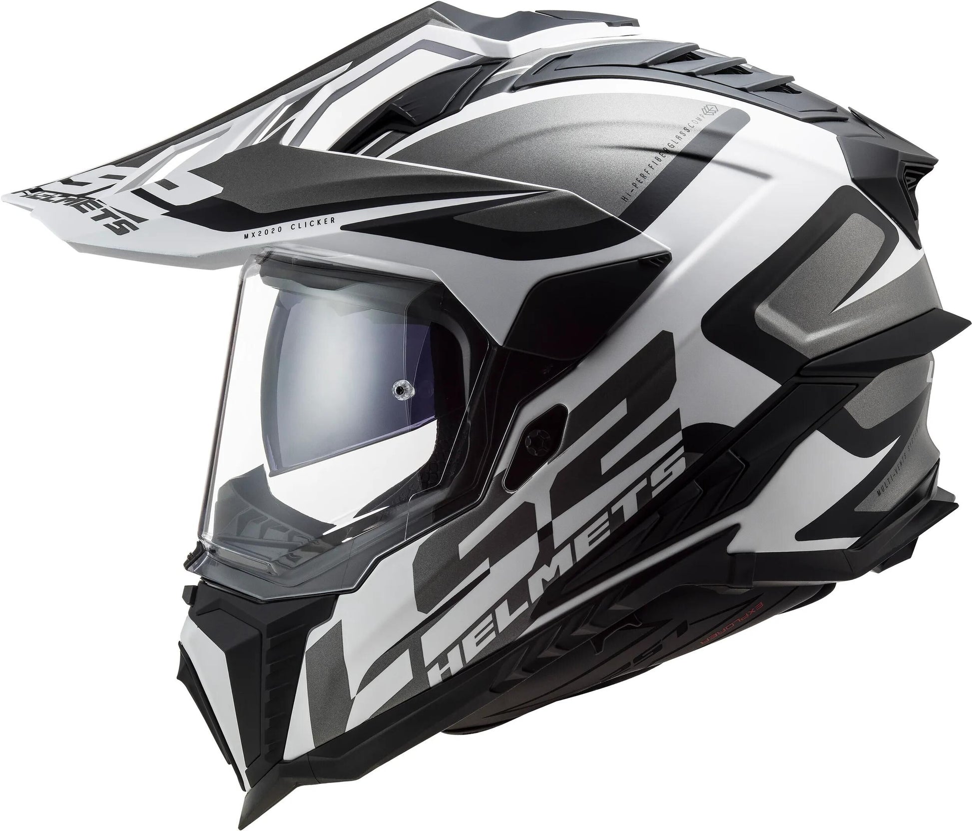 Ls2 Enduro-Helm MX701 Explorer Alter, abnehmbar und waschbar, Rettungswangenpolster, mikrometrischer Verschluss, abnehmbares Helmoberteil, Vorbereitung für Helmkommunikation, Pinlock 70 Maxvision™. Helm MX701 Explorer Alter M Bl. weiß matt
