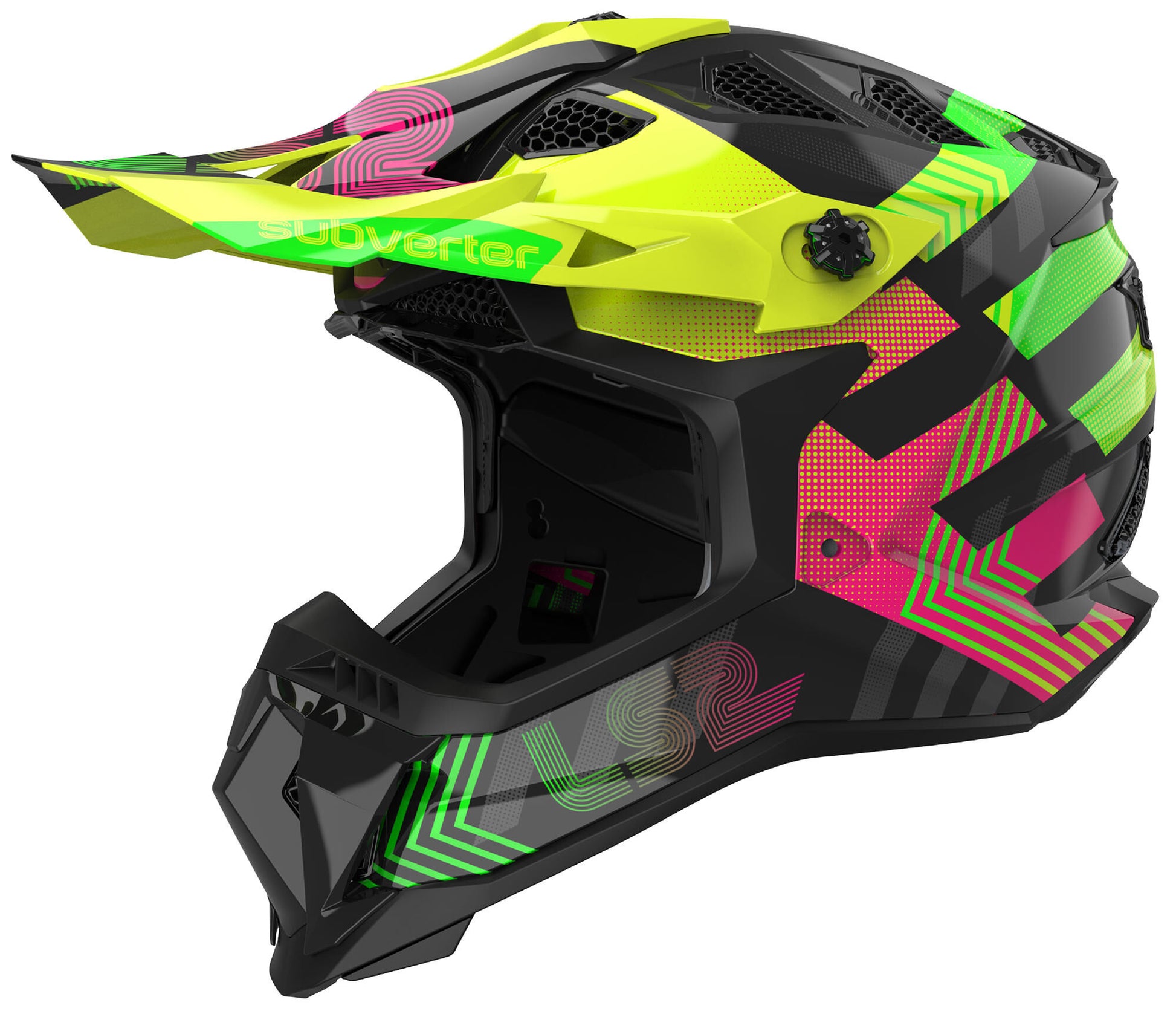 Ls2 Motocross-Helm MX700 Subverter Evo Chromatischer Helm MX700 Subv.Evo Chrom. m bl. yel. grün
