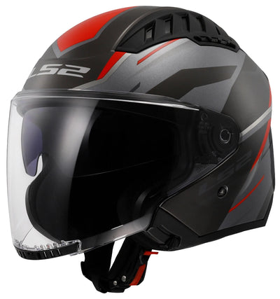 LS2 of600 Copter II Urbane Jethelm Helm of600 Copt. ii diston l bl grau rot