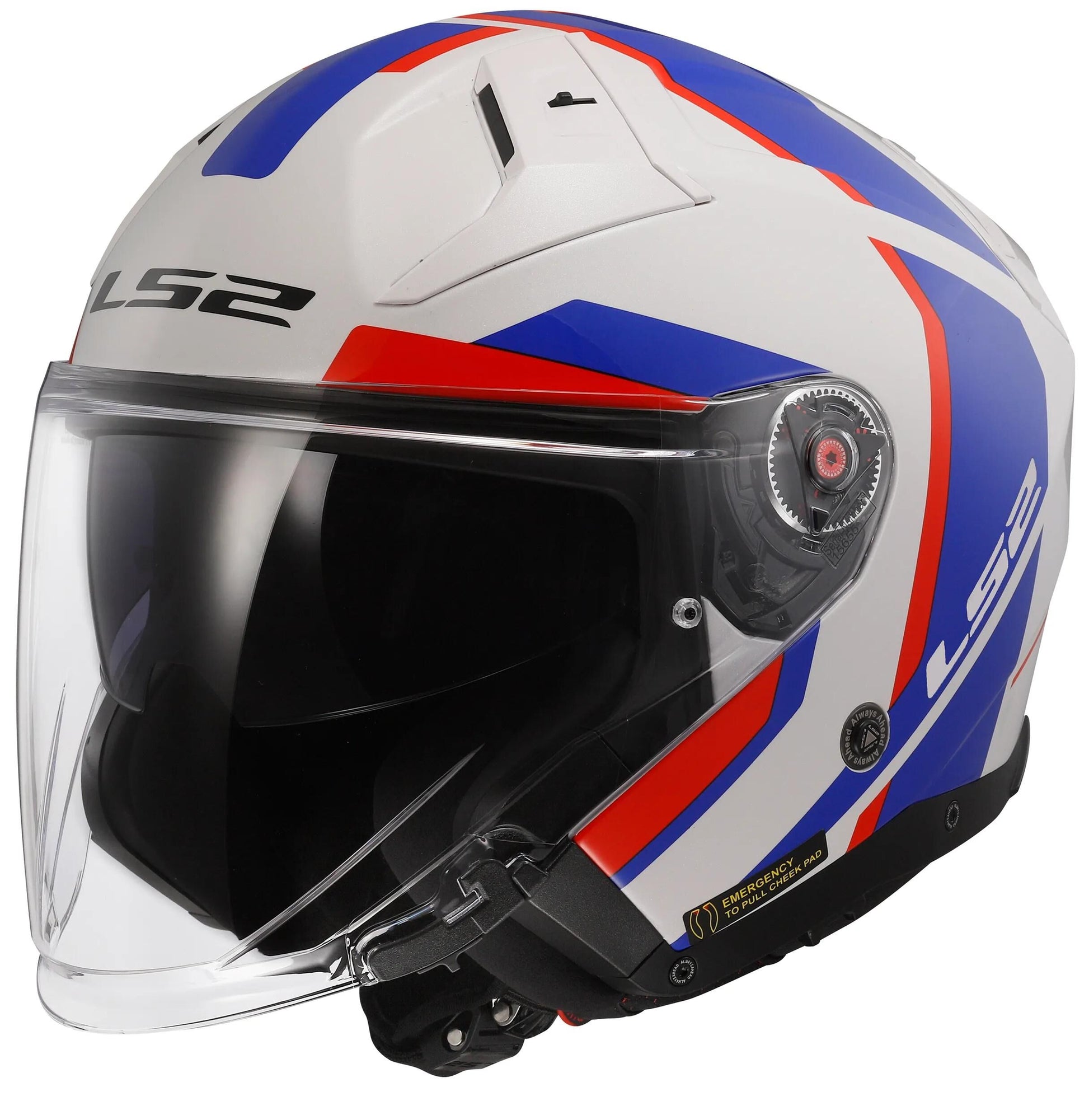 Ls2 of603 Infinity II Focus Jethelm Helm of603 Infi. ii foc. m weiß blau rot
