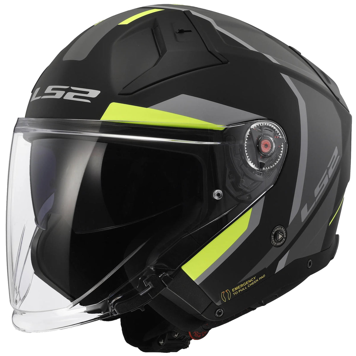 Ls2 of603 Infinity II Focus Jethelm Helm of603 Infi. ii foc. l schwarz gelb. grau