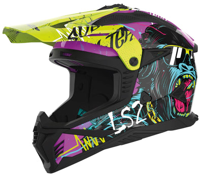 Ls2 Motocross-Helm MX708 Fast II Gorilla. Helm MX708 Fast II Gorilla XL Viol. yel.