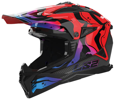 Ls2 Motocross-Helm MX708 Fast II Wash. Helm MX708 Fast II Wash M Bl. rote Farbe.